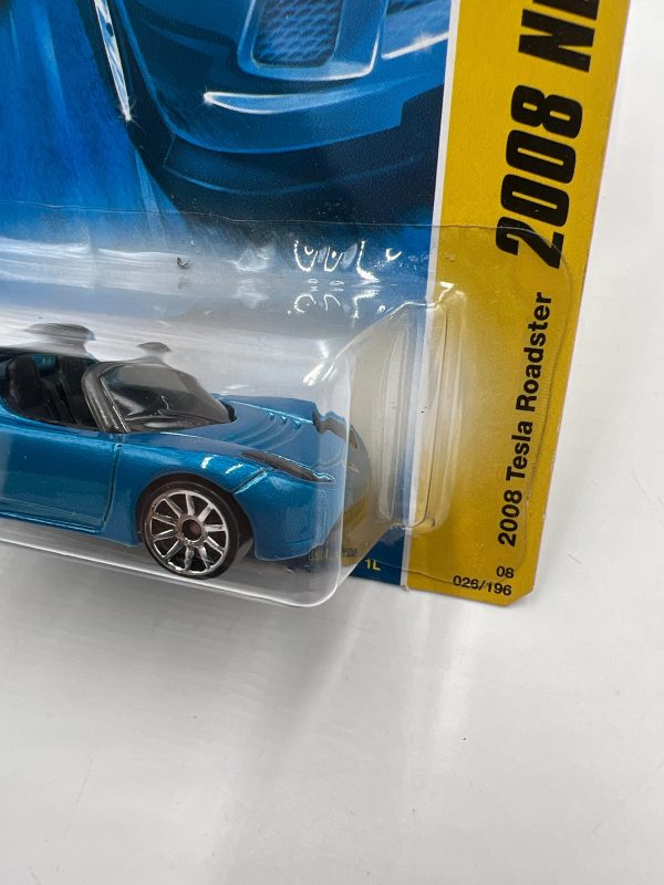 2008 Hot Wheels New Models #26 2008 Tesla Roadster Blue 50C on Sale