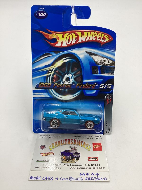 2006 Hot wheels #100 1969 Pontiac Firebird redline Blue 37D Fashion