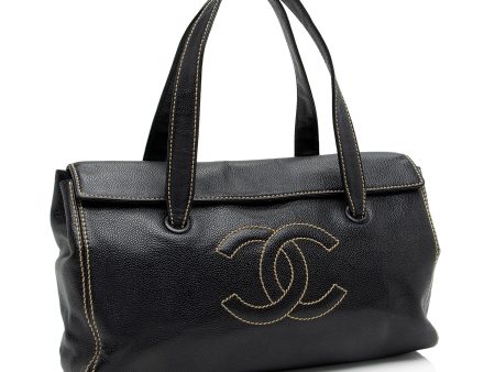 Chanel Caviar Leather Stitched CC Flap Satchel (ewpcah) Sale