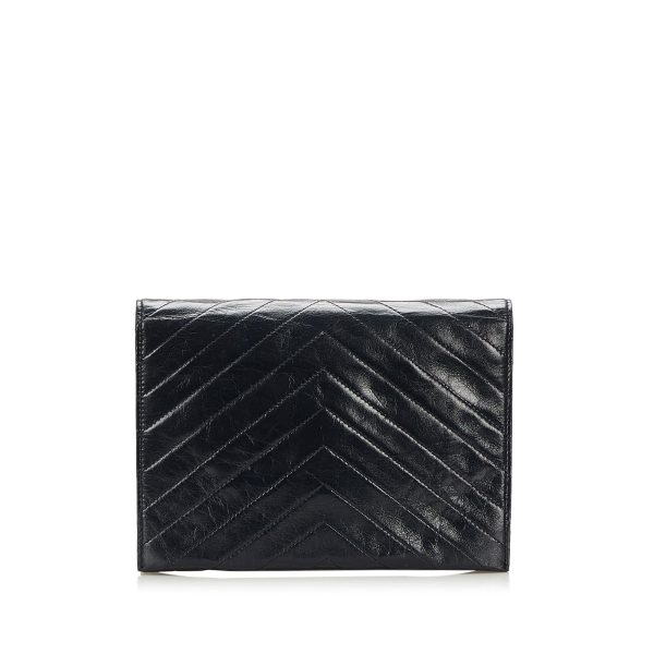 Saint Laurent Chevron Leather Clutch (SHG-35742 Discount