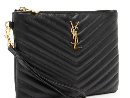 Saint Laurent Matelasse Calfskin Monogram Small Wristlet 23746 For Cheap