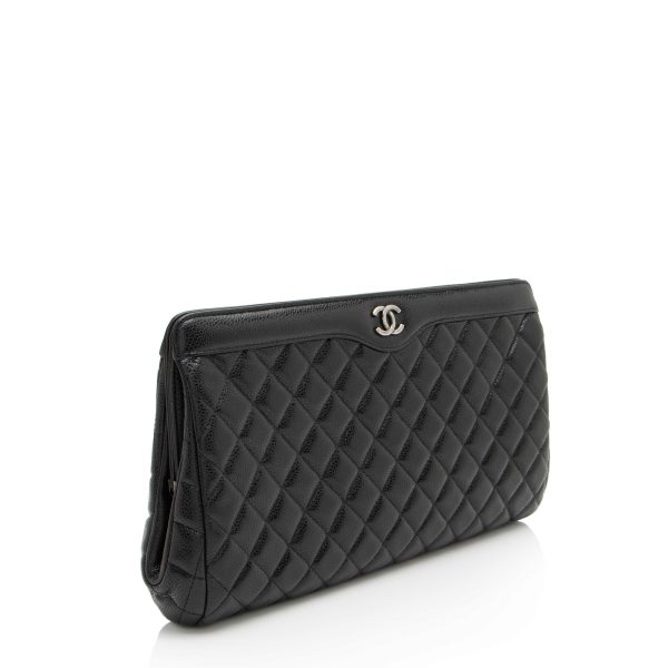 Chanel Caviar Leather CC Frame Clutch (sS7xNc) Fashion