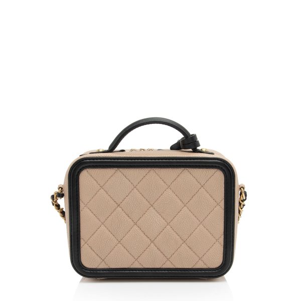 Chanel Caviar Leather CC Filigree Small Vanity Case (EhFdu3) Hot on Sale