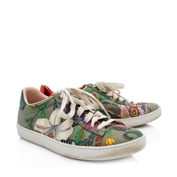 Gucci Canvas Floral Ace Sneakers - Size 8.5   38.5 (20918) Supply