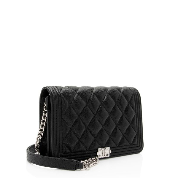 Chanel Caviar Leather Boy Wallet on Chain (Rw1D6r) For Sale