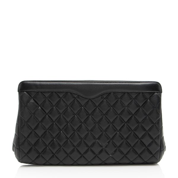 Chanel Caviar Leather CC Frame Clutch (sS7xNc) Fashion