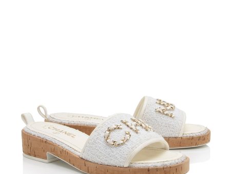 Chanel Tweed Cork CC Chain Slide Sandals - Size 9.5   39.5 (76Whqj) Online Sale