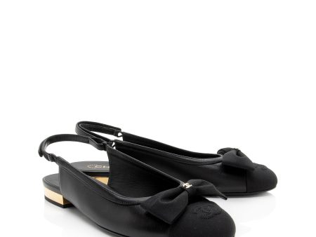 Chanel Lambskin Grosgrain Bow CC Captoe Slingback Flats - Size 8.5   38.5 (UU3dKk) Online Sale