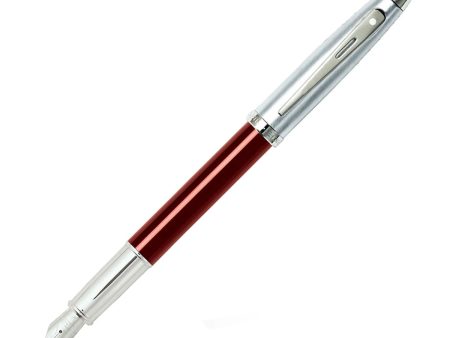 Sheaffer 100 Fountain Pen, Red Chrome    Chrome Trim - Steel Nib Online now